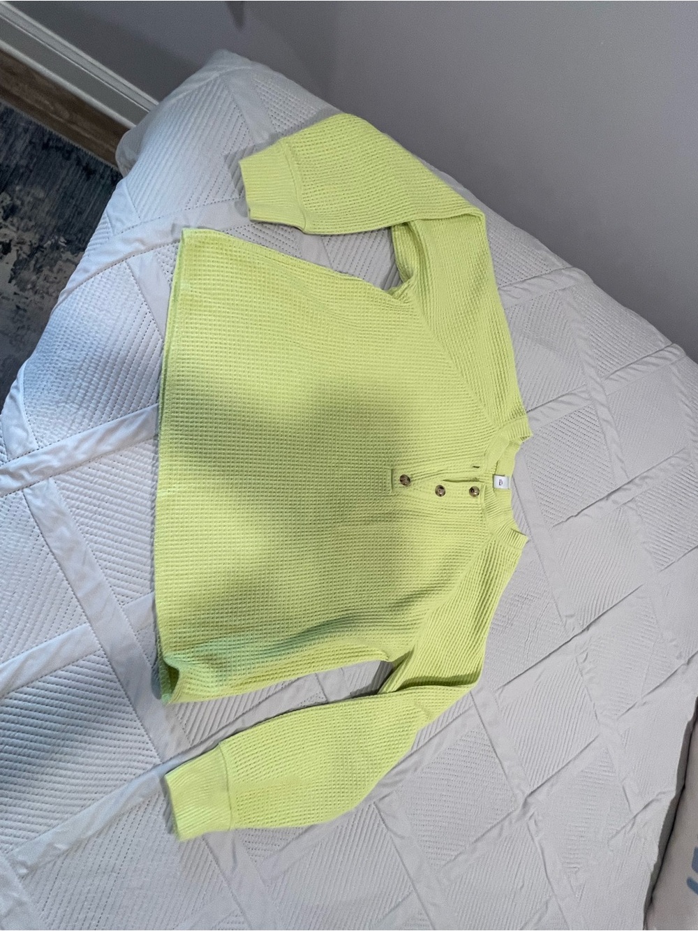 Old Navy Lime Waffle-Knit Henley Pullover